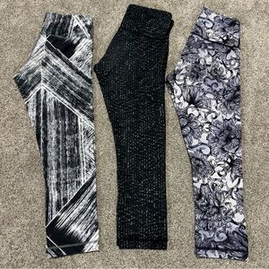 lululemon athletica Black, Gray, and White Leggings Trio